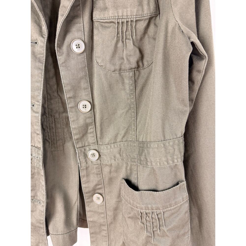 Ann Taylor LOFT Utility Jacket Size 6 Olive Cotton Military Style Blazer Spring - Picture 3 of 10